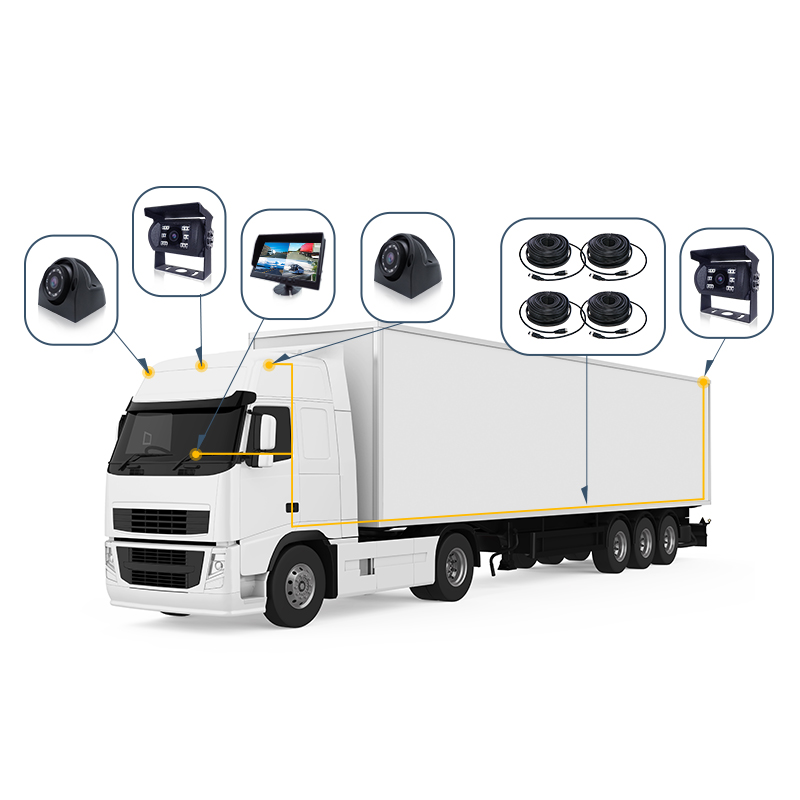 4 kanālu aizmugures skata atpakaļgaitas kravas automobiļa kameras 10,1 collas TFT LCD automašīnu monitors (2)