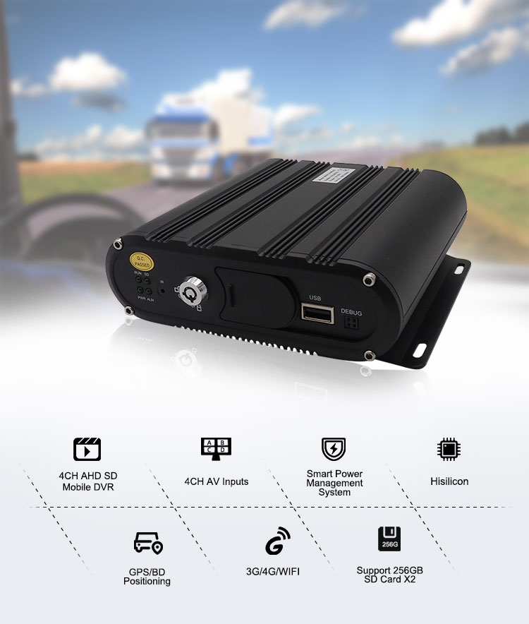 4CH 720P AHD Dual SD Card Hard Disk Car 3G 4G WIFI GPS Mobile (