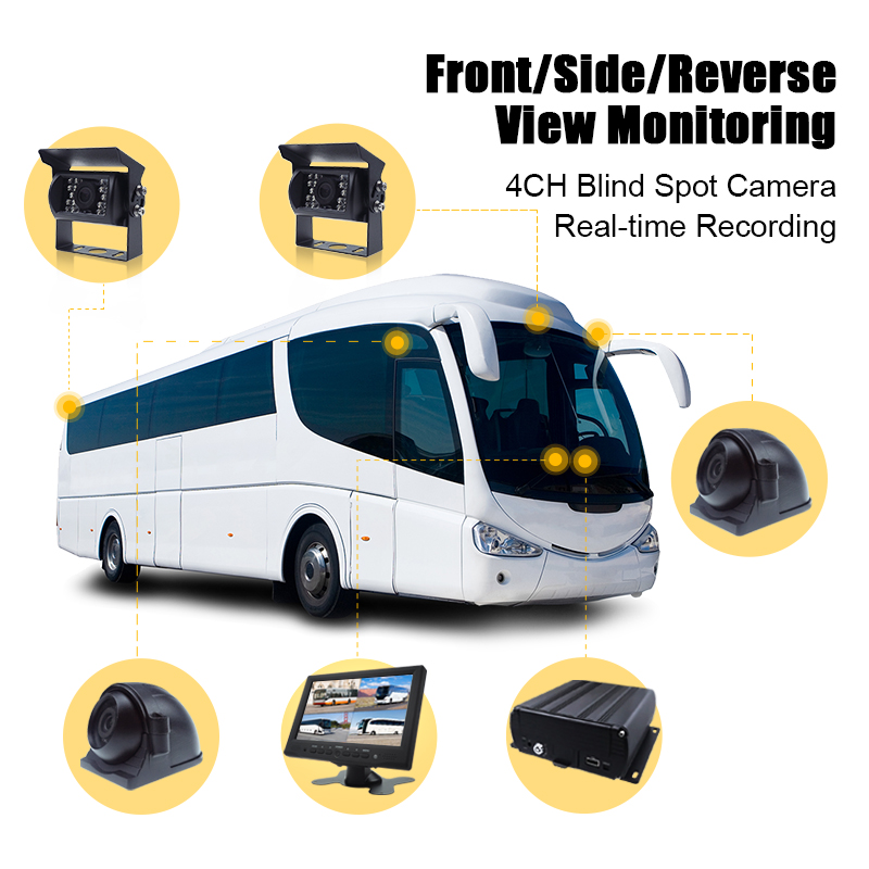 Ūdensnecaurlaidīgs 3G 4G Wifi GPS mobilais DVR Reverse Backup Bus Truck Car Auto Atpakaļskata Kameras Monitors Sys (
