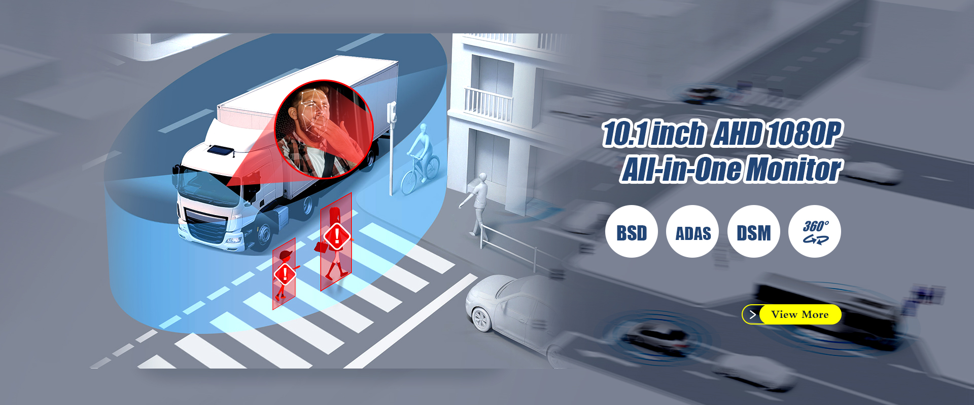 10.1 inch all-in-one AI Monitor ADAS DSM 360