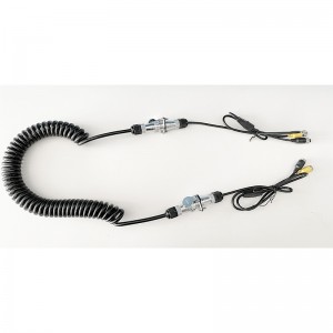 7PIN Spiral Cable Audio VideoTractor Truck Trailer Cable for Trailer Rear View Camera System