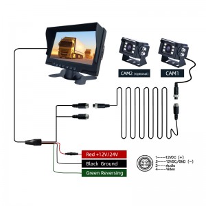 7inch monitor waterproof hd reverse backup camera monitor kit system