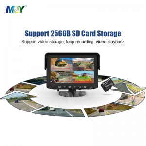 7 Inch AI Intelligent Front Side Reverse Camera 4 Channel Monitor