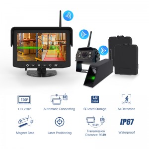 AI BSD Blind Spot Detection Pedestrian Warning Parking Reverse Fork Laser Positioning Wireless Forklift Camera