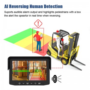 AI BSD Blind Spot Detection Pedestrian Warning Parking Reverse Fork Laser Positioning Wireless Forklift Camera