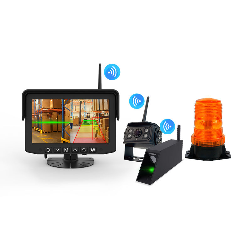 AI Visual and Audible Monitor Wireless Backup Camera for Truck Forklift With LED Warning Light
